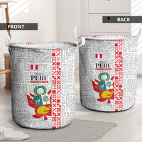 Peru Independence Day Laundry Basket Peruvian Flag Coat of Arms Inca Pattern