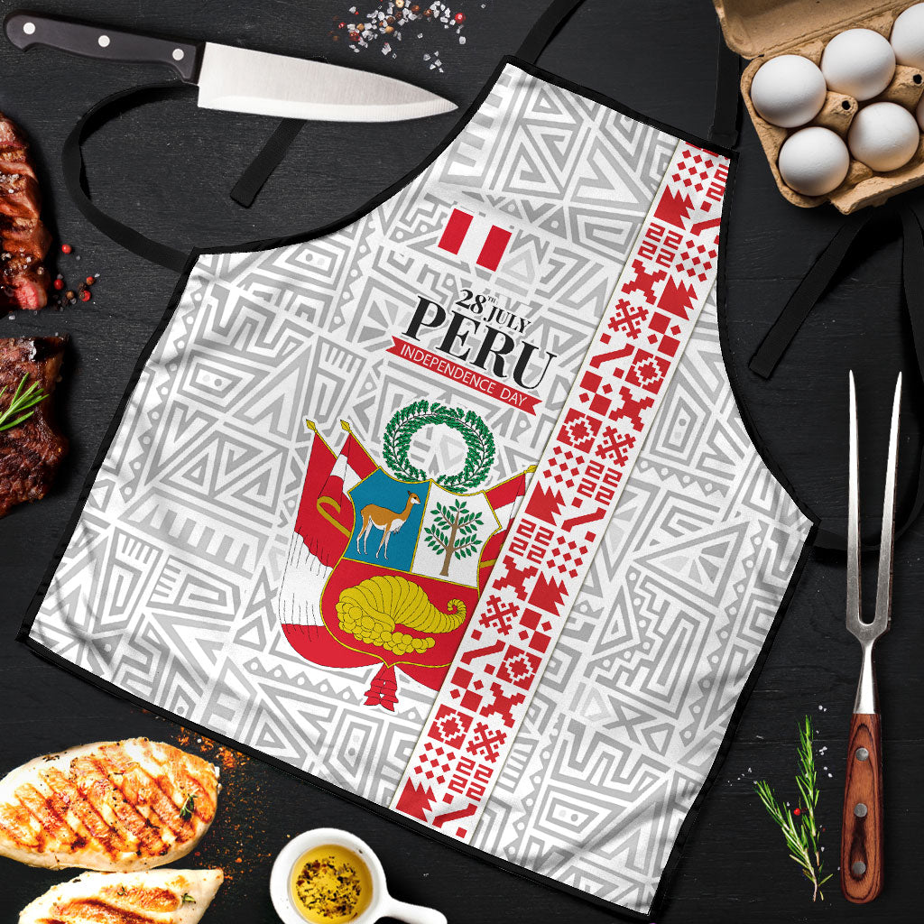 Peru Independence Day Apron Peruvian Flag Coat of Arms Inca Pattern