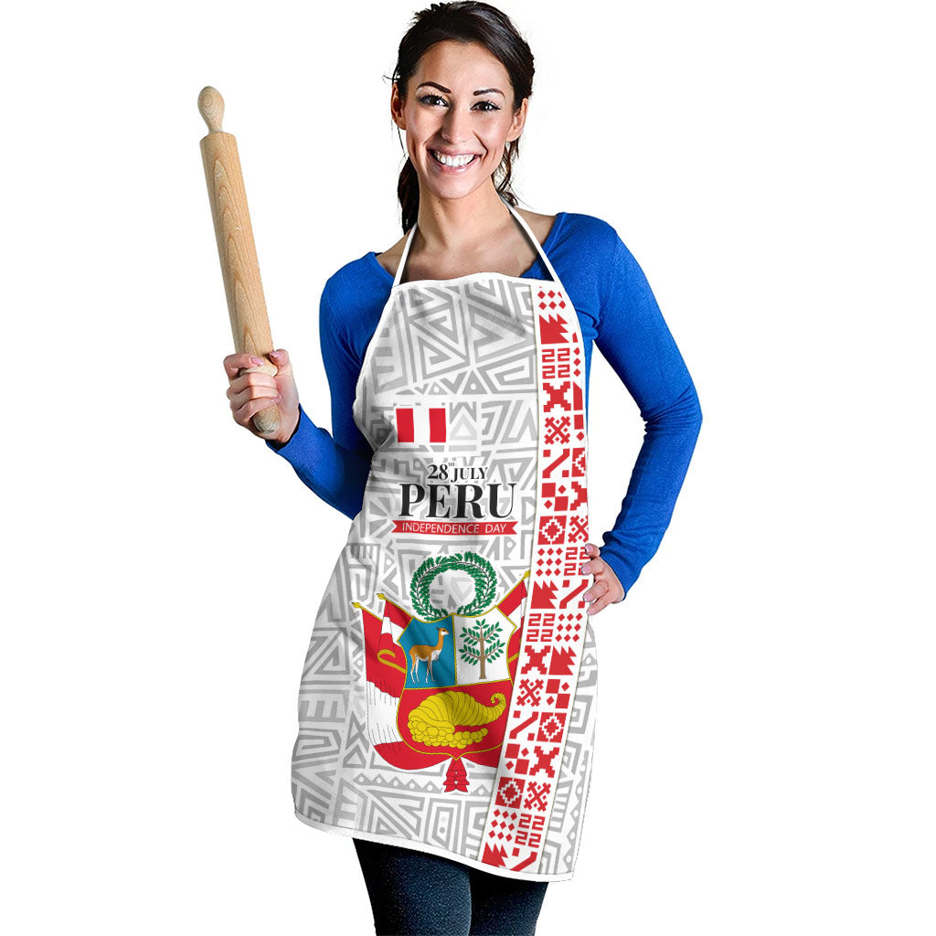 Peru Independence Day Apron Peruvian Flag Coat of Arms Inca Pattern