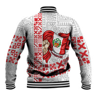 Peru Independence Day Baseball Jacket Peruvian Flag Coat of Arms Inca Pattern
