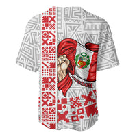 Peru Independence Day Baseball Jersey Peruvian Flag Coat of Arms Inca Pattern
