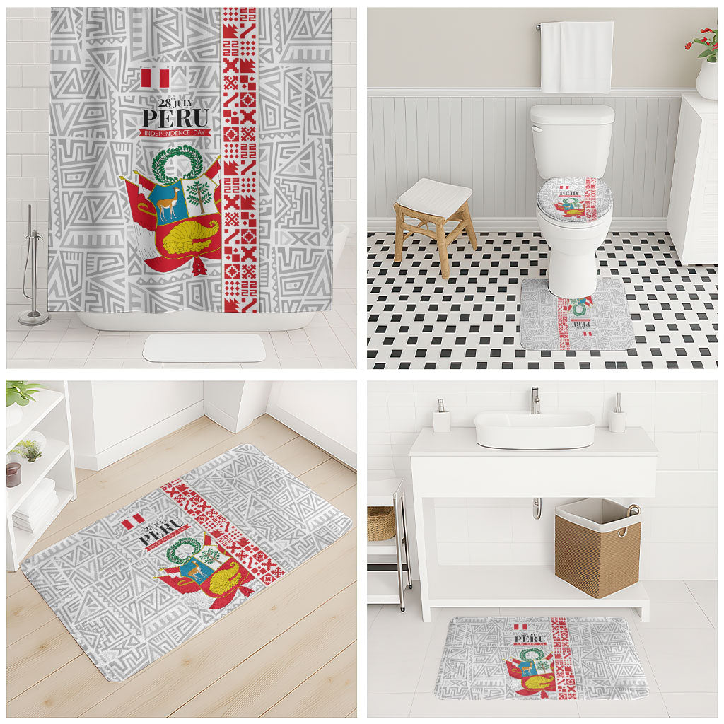 Peru Independence Day Bathroom Set Peruvian Flag Coat of Arms Inca Pattern