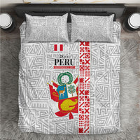 Peru Independence Day Bedding Set Peruvian Flag Coat of Arms Inca Pattern