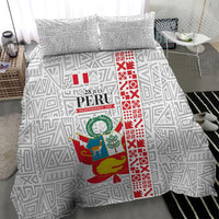 Peru Independence Day Bedding Set Peruvian Flag Coat of Arms Inca Pattern