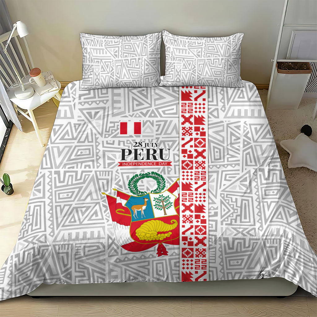 Peru Independence Day Bedding Set Peruvian Flag Coat of Arms Inca Pattern