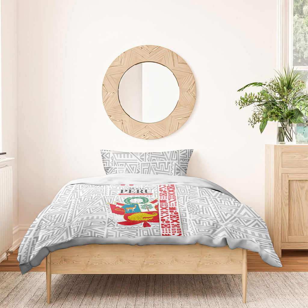 Peru Independence Day Bedding Set Peruvian Flag Coat of Arms Inca Pattern