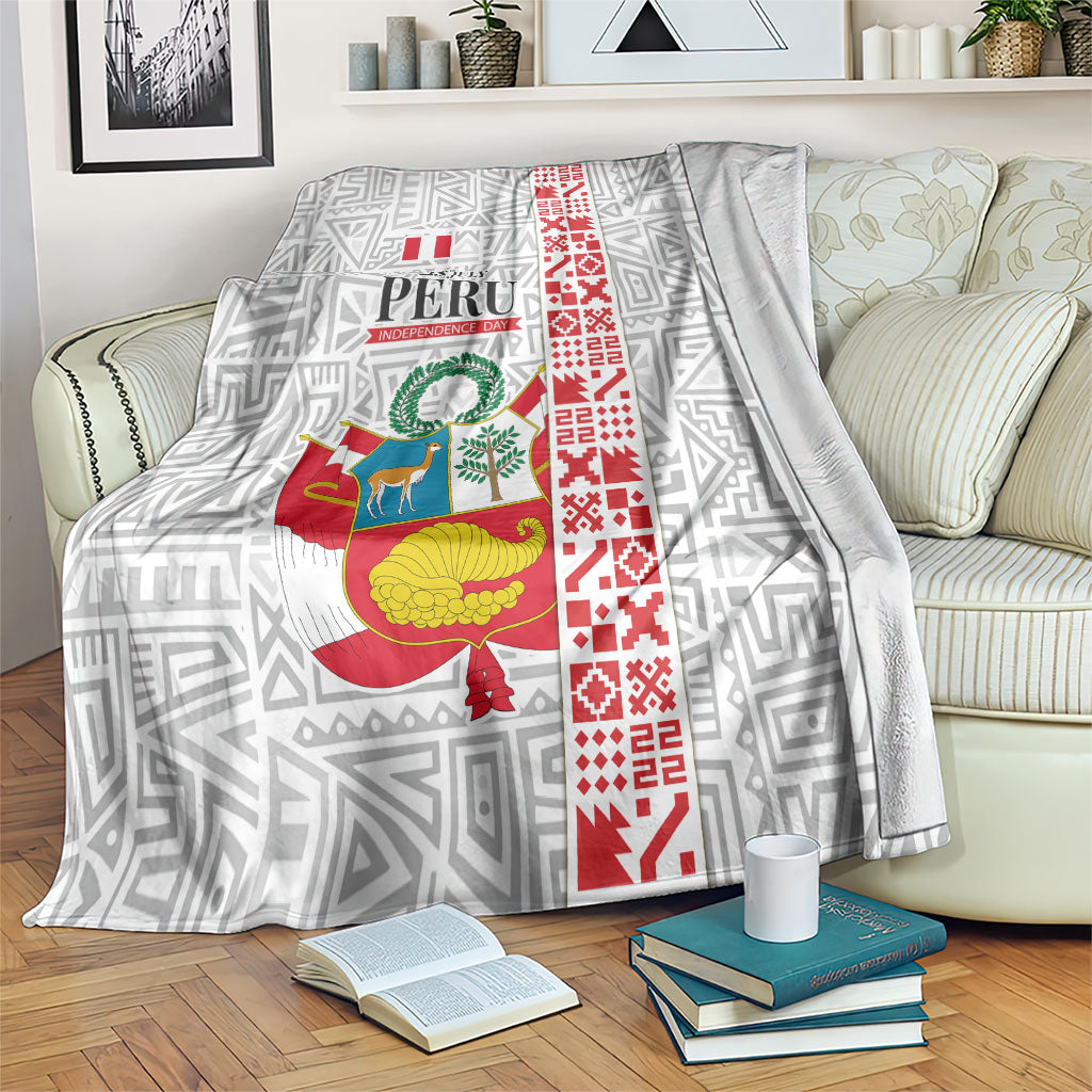 Peru Independence Day Blanket Peruvian Flag Coat of Arms Inca Pattern