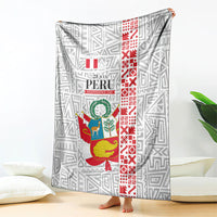 Peru Independence Day Blanket Peruvian Flag Coat of Arms Inca Pattern