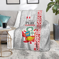Peru Independence Day Blanket Peruvian Flag Coat of Arms Inca Pattern