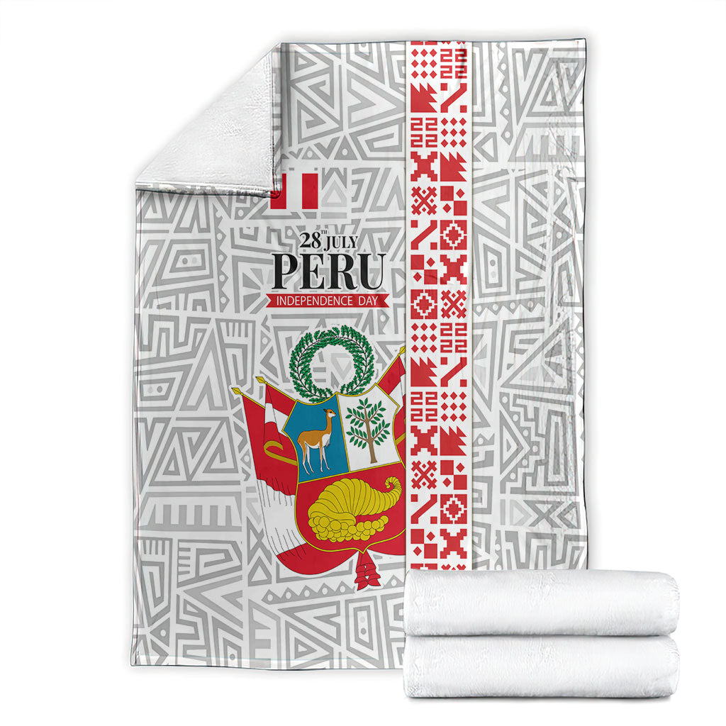 Peru Independence Day Blanket Peruvian Flag Coat of Arms Inca Pattern