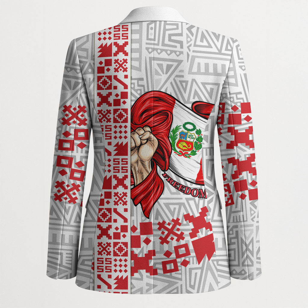 Peru Independence Day Blazer Peruvian Flag Coat of Arms Inca Pattern