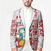 Peru Independence Day Blazer Peruvian Flag Coat of Arms Inca Pattern