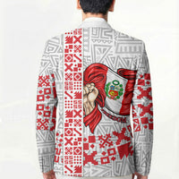 Peru Independence Day Blazer Peruvian Flag Coat of Arms Inca Pattern
