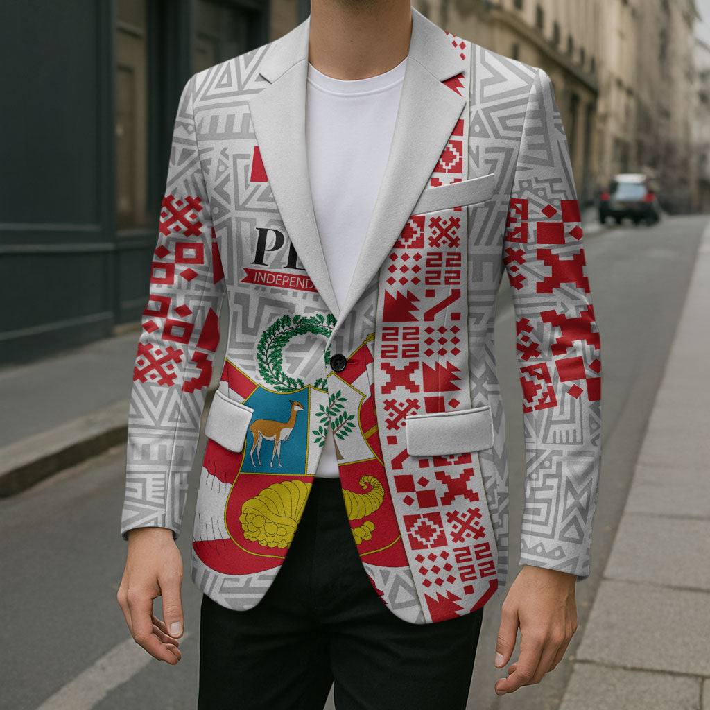 Peru Independence Day Blazer Peruvian Flag Coat of Arms Inca Pattern