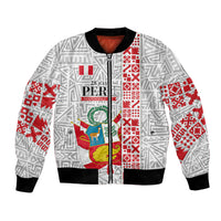 Peru Independence Day Bomber Jacket Peruvian Flag Coat of Arms Inca Pattern