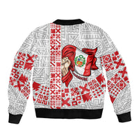 Peru Independence Day Bomber Jacket Peruvian Flag Coat of Arms Inca Pattern