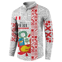 Peru Independence Day Button Sweatshirt Peruvian Flag Coat of Arms Inca Pattern
