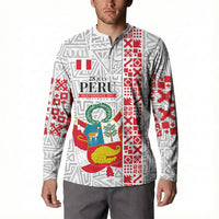 Peru Independence Day Button Sweatshirt Peruvian Flag Coat of Arms Inca Pattern