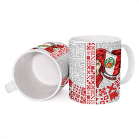 Peru Independence Day Ceramic Mug Peruvian Flag Coat of Arms Inca Pattern