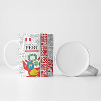 Peru Independence Day Ceramic Mug Peruvian Flag Coat of Arms Inca Pattern