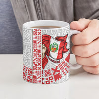 Peru Independence Day Ceramic Mug Peruvian Flag Coat of Arms Inca Pattern