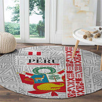 Peru Independence Day Round Carpet Peruvian Flag Coat of Arms Inca Pattern