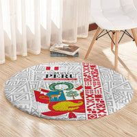 Peru Independence Day Round Carpet Peruvian Flag Coat of Arms Inca Pattern