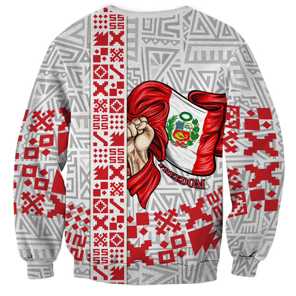 Peru Independence Day Sweatshirt Peruvian Flag Coat of Arms Inca Pattern