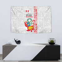 Peru Independence Day Tapestry Peruvian Flag Coat of Arms Inca Pattern