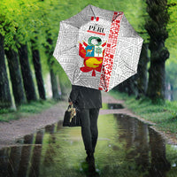 Peru Independence Day Umbrella Peruvian Flag Coat of Arms Inca Pattern