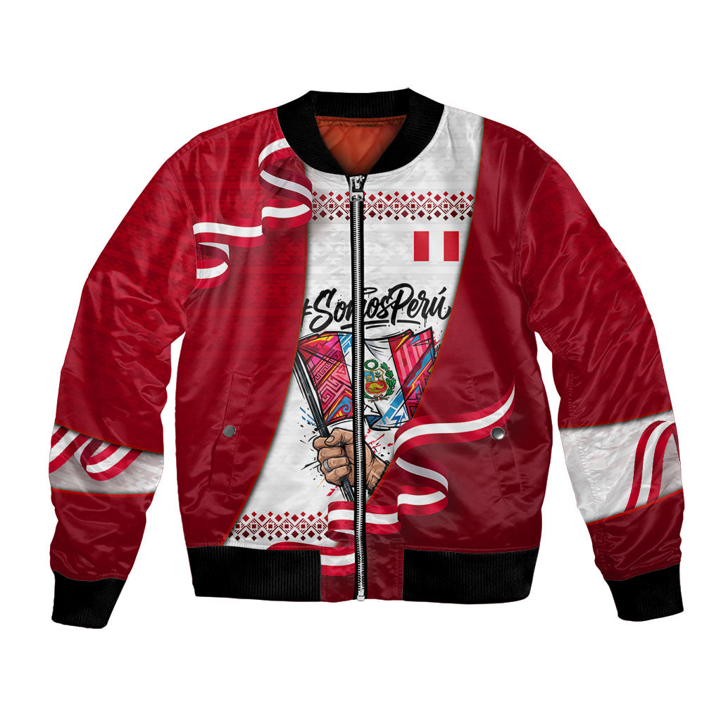 Somos Peru Independence Day Bomber Jacket Inti Sun God Andean Condor Tribal