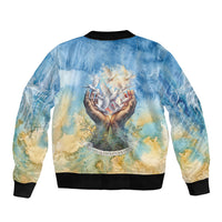 Somalia Liberation Unity Bomber Jacket Soomaaliya Script Peace Dove Watercolor