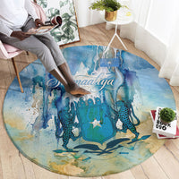 Somalia Liberation Unity Round Carpet Soomaaliya Script Peace Dove Watercolor