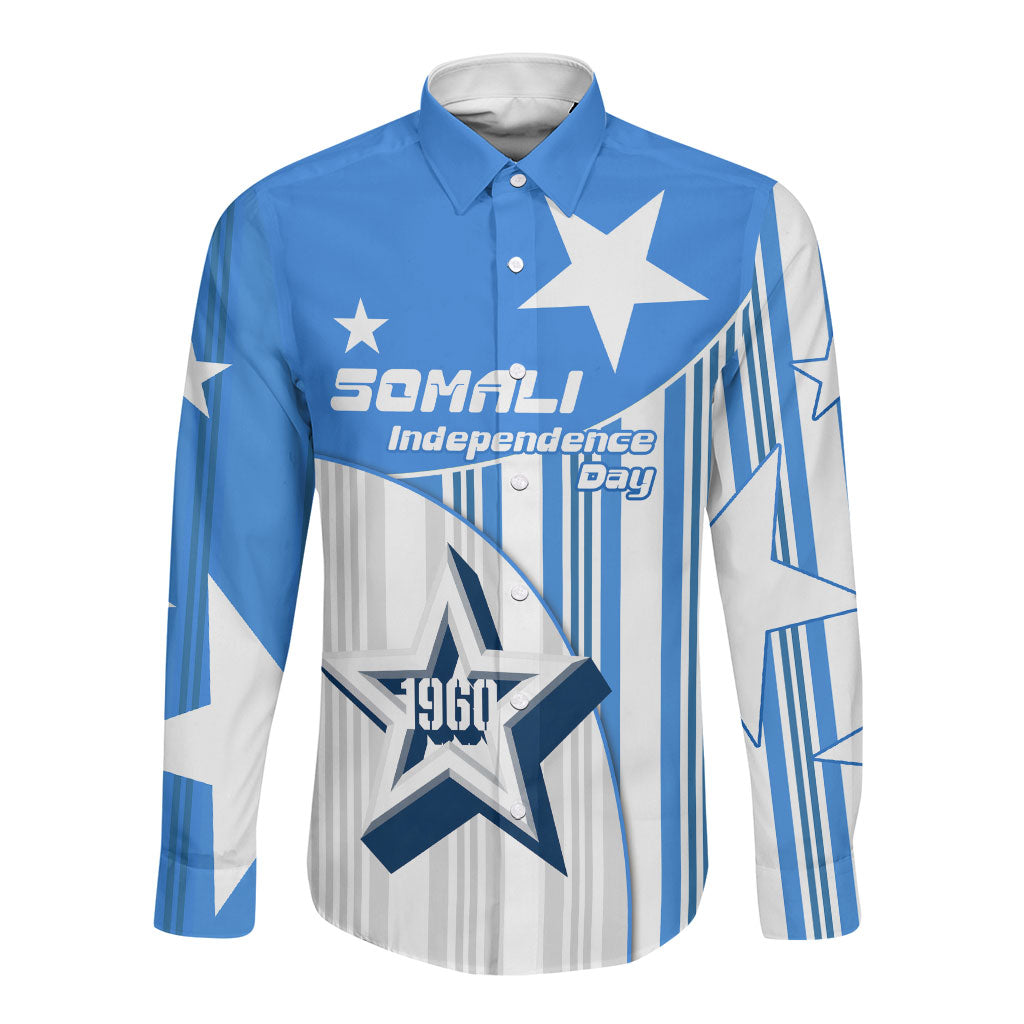 Somalia Independence Day 1960 Long Sleeve Button Shirt Somali Coat Of Arms Star - Land Of The Brave