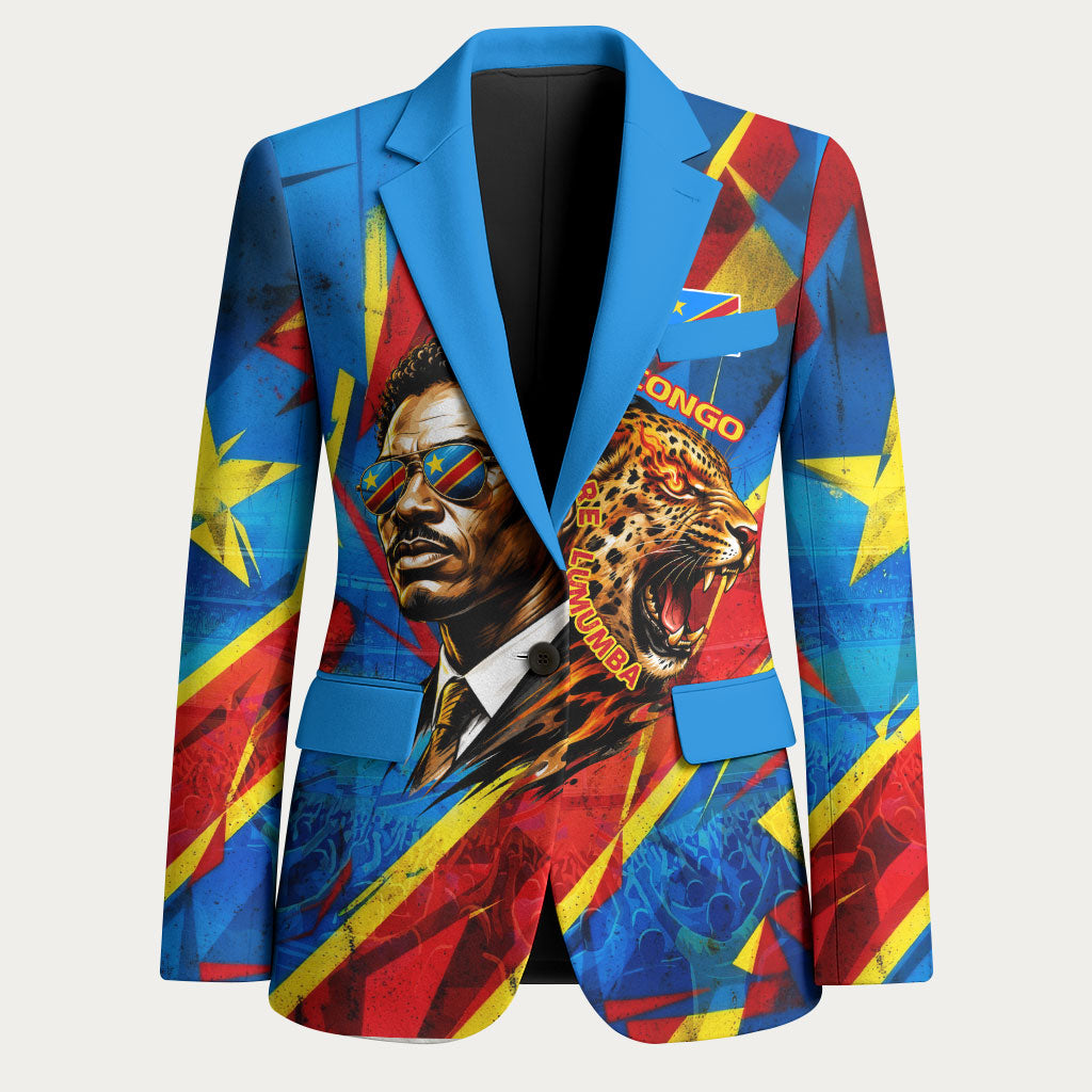 DR Congo Patrice Lumumba Football Victory Blazer African Pride Leopard And Flag