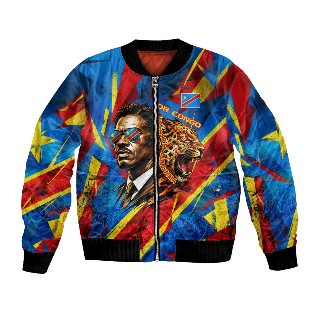 DR Congo Patrice Lumumba Football Victory Bomber Jacket African Pride Leopard And Flag