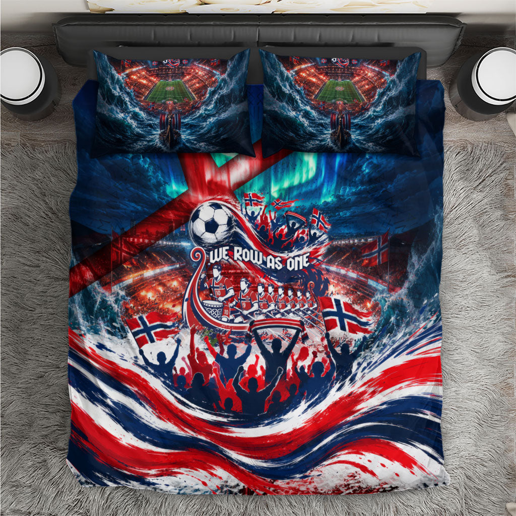 Norway Football Viking Row Bedding Set Viking Shield Aurora Borealis Dynamic Art