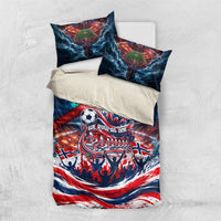 Norway Football Viking Row Bedding Set Viking Shield Aurora Borealis Dynamic Art