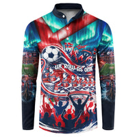 Norway Football Viking Row Button Sweatshirt Viking Shield Aurora Borealis Dynamic Art