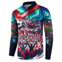 Norway Football Viking Row Button Sweatshirt Viking Shield Aurora Borealis Dynamic Art