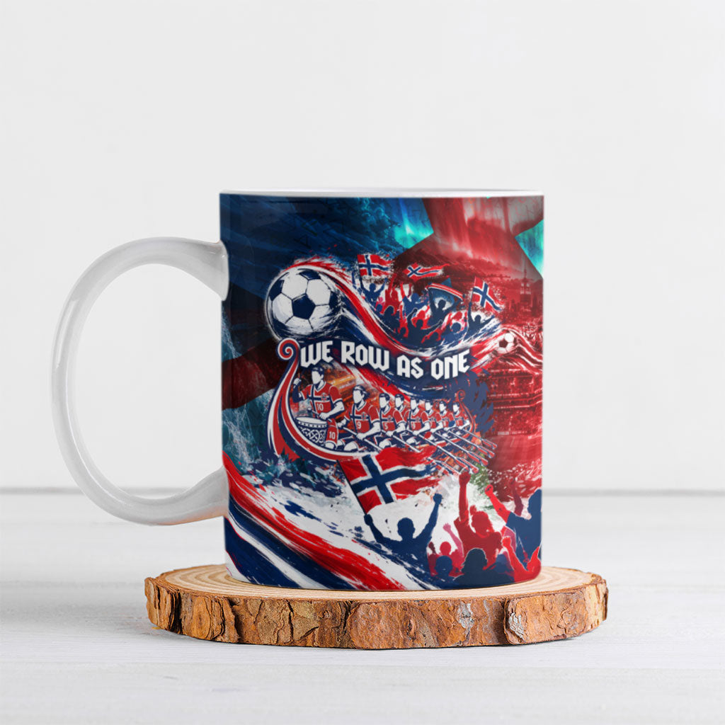 Norway Football Viking Row Ceramic Mug Viking Shield Aurora Borealis Dynamic Art