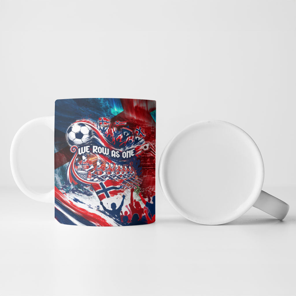 Norway Football Viking Row Ceramic Mug Viking Shield Aurora Borealis Dynamic Art