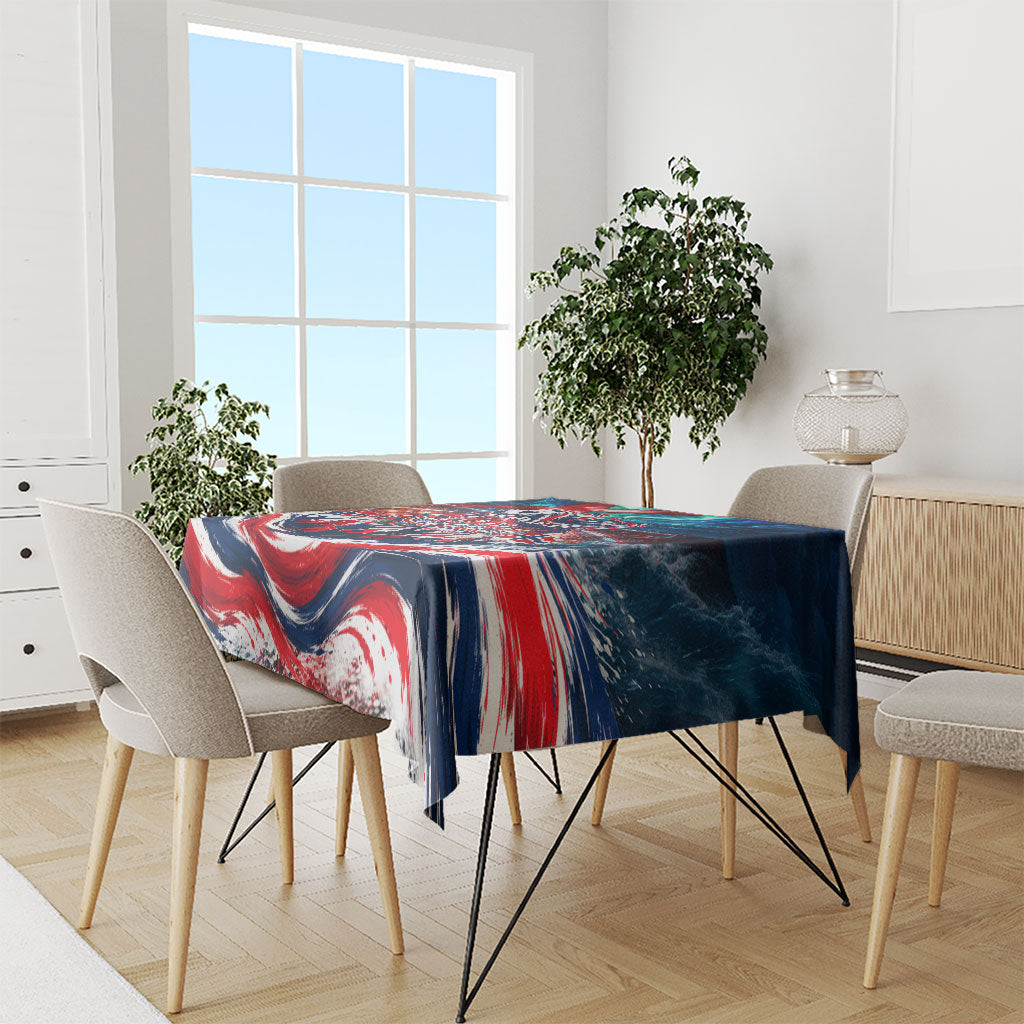 Norway Football Viking Row Tablecloth Viking Shield Aurora Borealis Dynamic Art