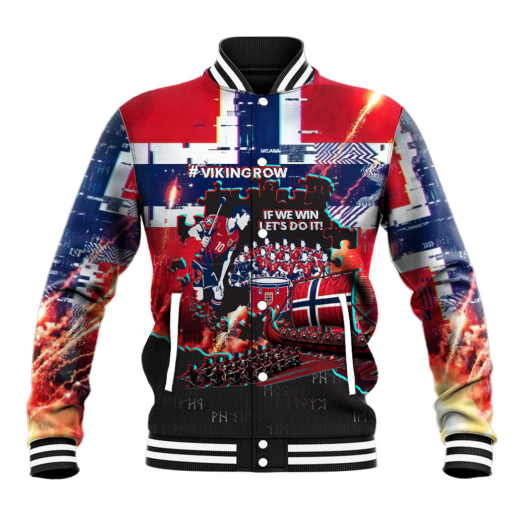 Norway Football Viking Row Baseball Jacket Flag Nordic Footballer - If We Win Lets Do It