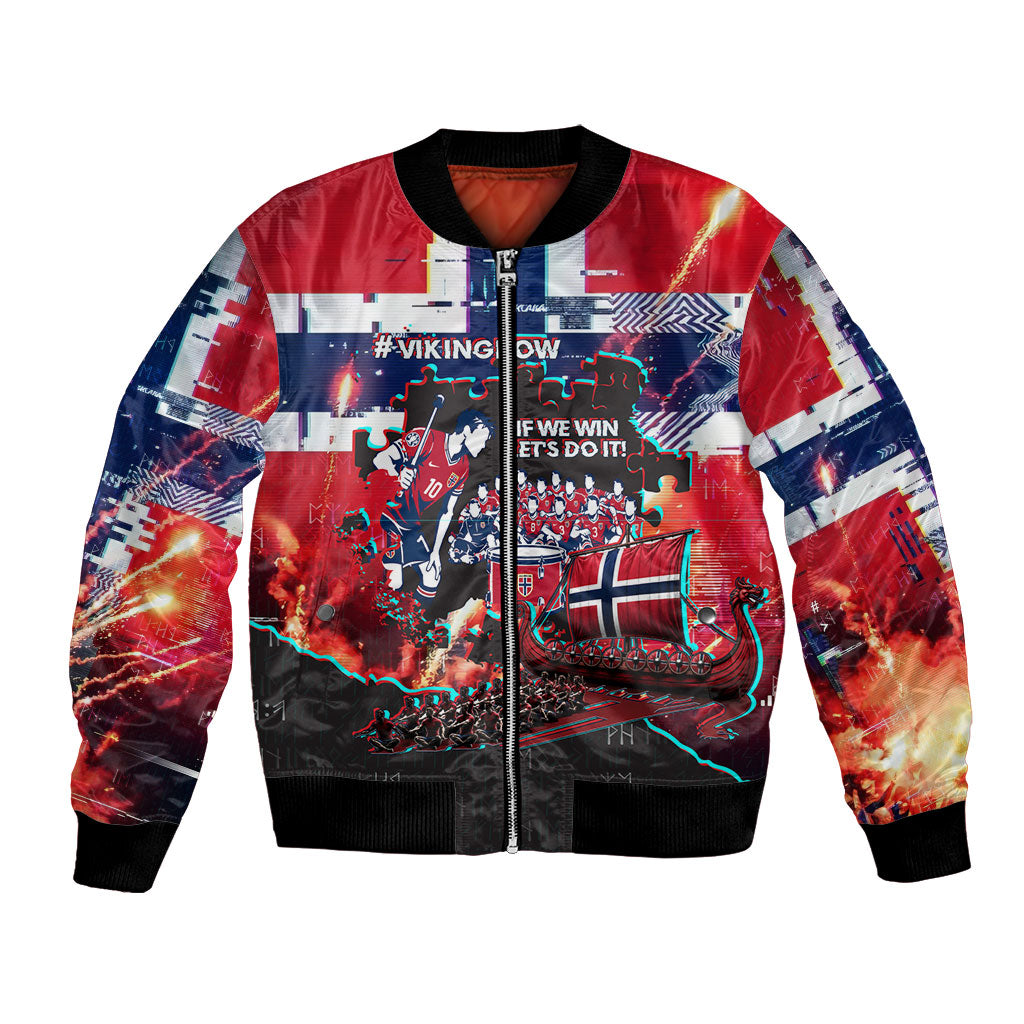 Norway Football Viking Row Bomber Jacket Flag Nordic Footballer - If We Win Lets Do It