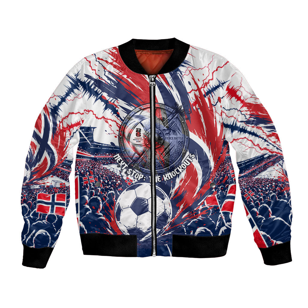 Norway Football From The Fjords To The World Bomber Jacket Viking Shield Paint Splatter Soccer Team