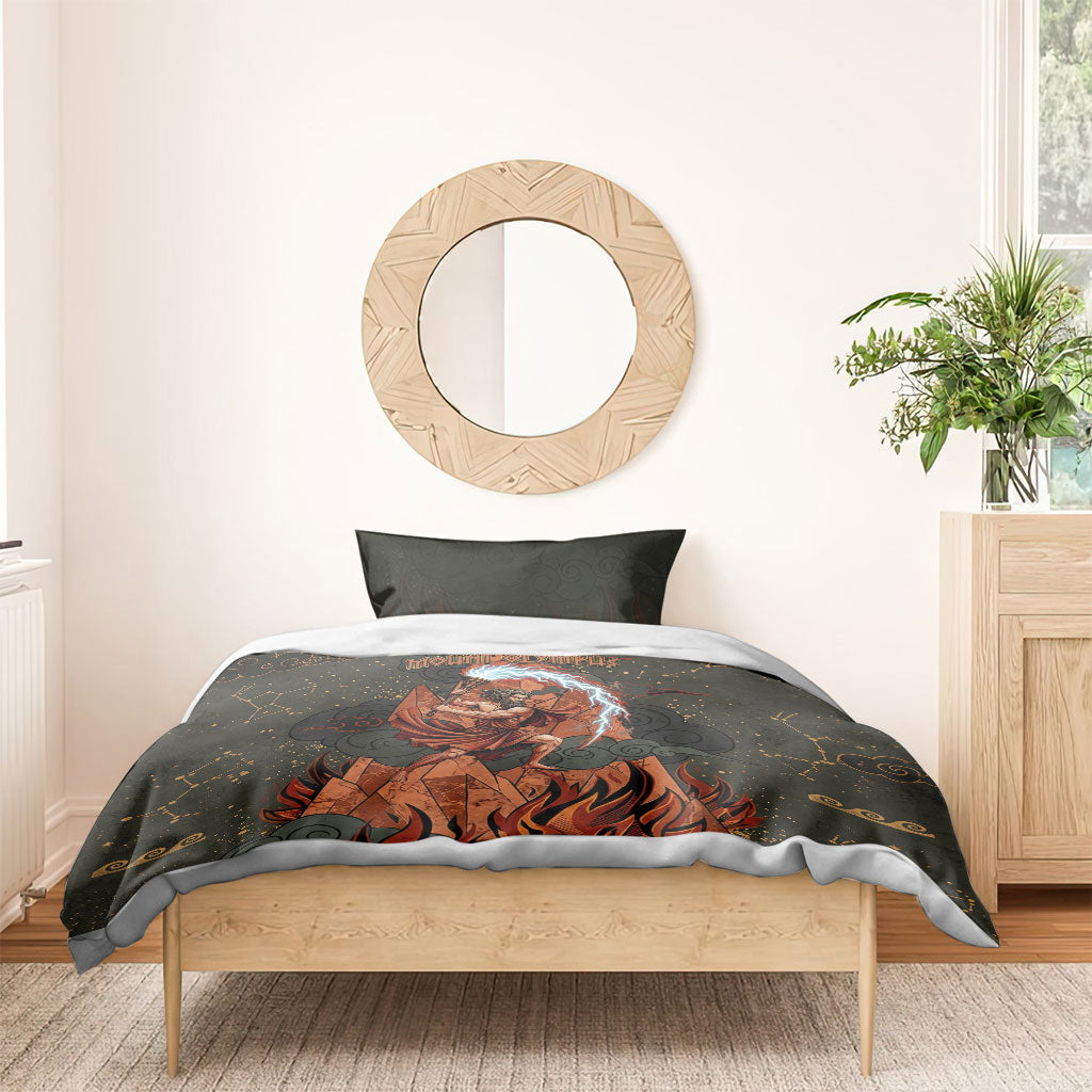 Mount Olympus Bedding Set Greek Prometheus Torch Flame Lightning Mountain Constellations