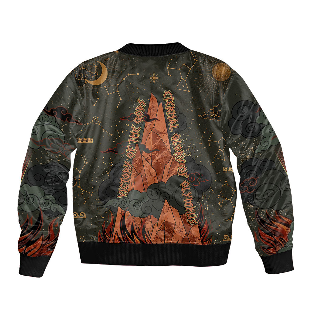 Mount Olympus Bomber Jacket Greek Prometheus Torch Flame Lightning Mountain Constellations