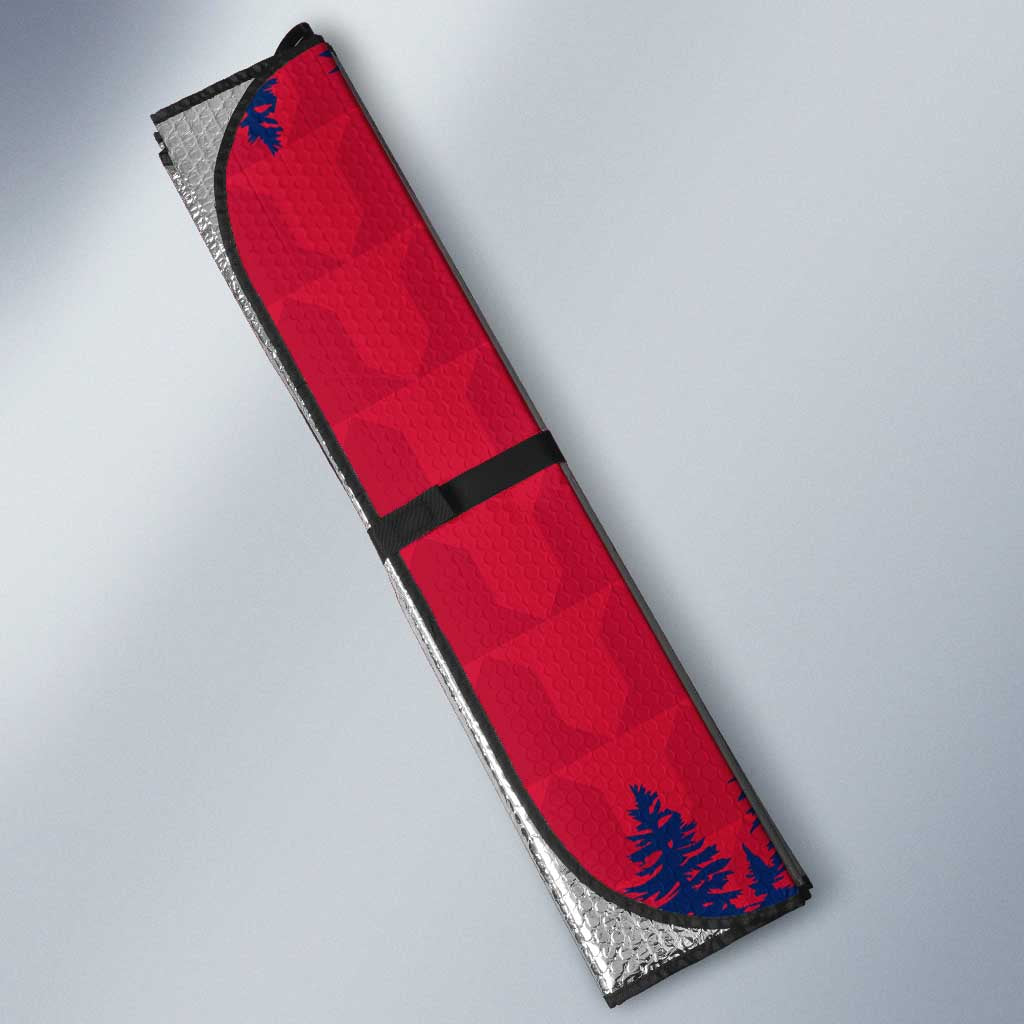 Norway Svalbard Auto Sun Shade with Reindeer Silhouette Forest and Norwegian Flag - Wonder Print Shop
