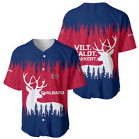 Norway Svalbard Baseball Jersey with Reindeer Silhouette Forest and Norwegian Flag - Wonder Print Shop